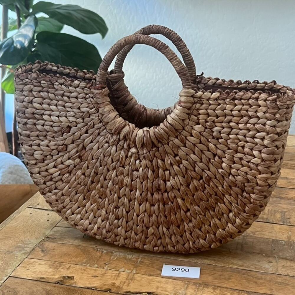 Xhilaration Straw Woven Tote Rattan Round Top Handle Handbag - Picture 13 of 13